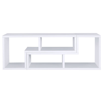 5-Shelf White Wood Bookcase - Office Display Shelving for Living Room