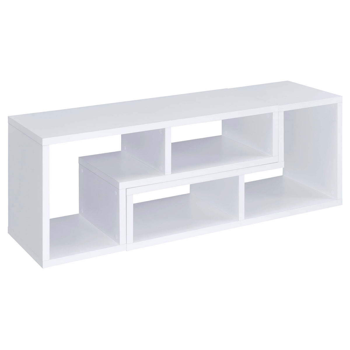 5-Shelf White Wood Bookcase - Office Display Shelving for Living Room