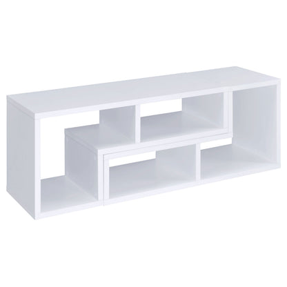 5-Shelf White Wood Bookcase - Office Display Shelving for Living Room