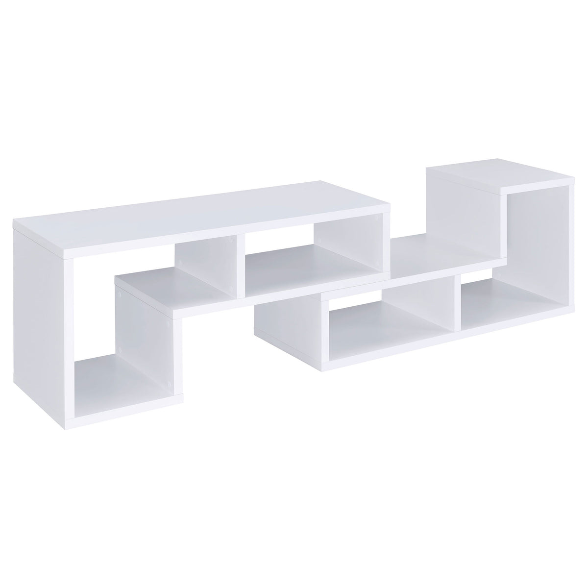 5-Shelf White Wood Bookcase - Office Display Shelving for Living Room