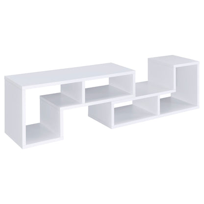 5-Shelf White Wood Bookcase - Office Display Shelving for Living Room