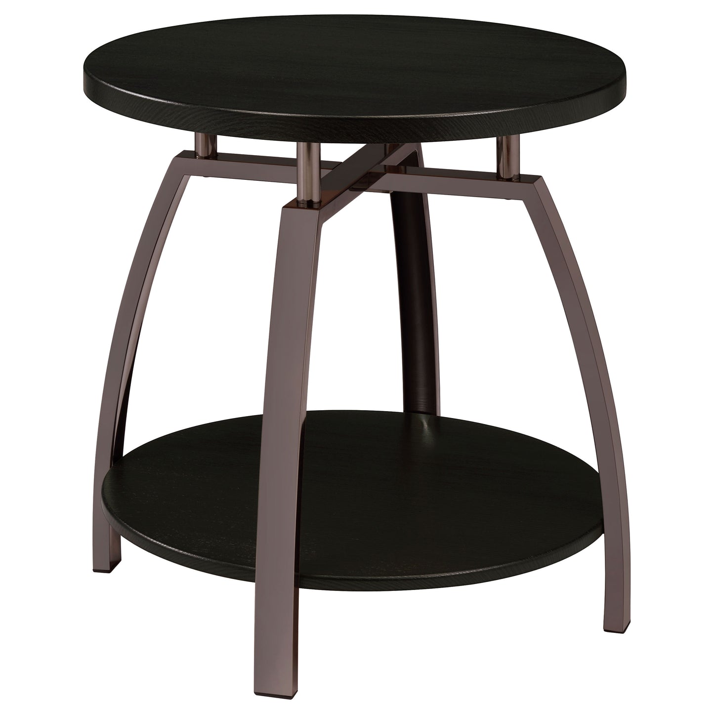 Dark Gray Wood Coffee Table with Shelves