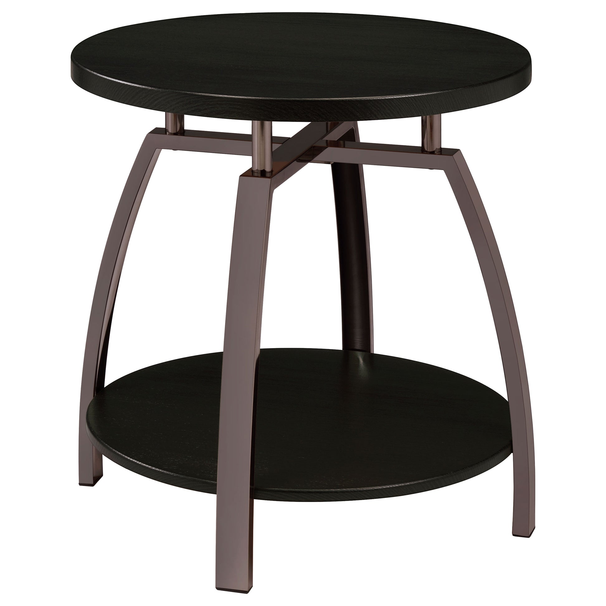 Dark Gray Wood Coffee Table with Shelves