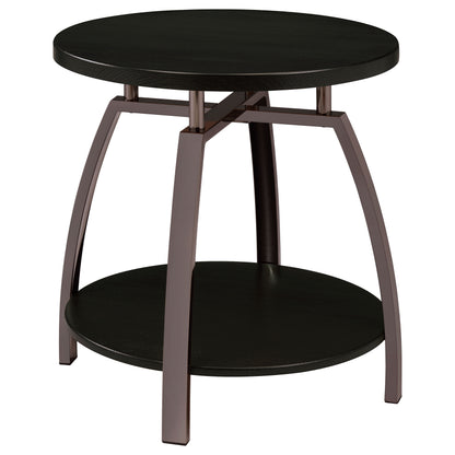 Dark Gray Wood Coffee Table with Shelves