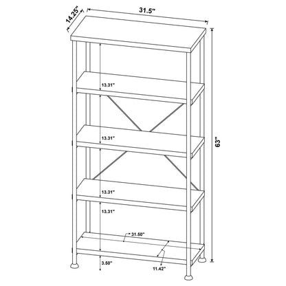 Brown 4 Shelf Bookcase - Office Storage