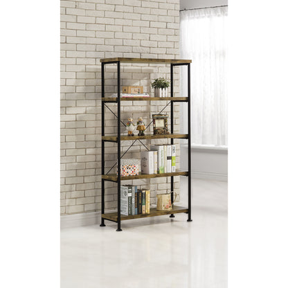 Antique Nutmeg and Black 4-shelf Bookcase
