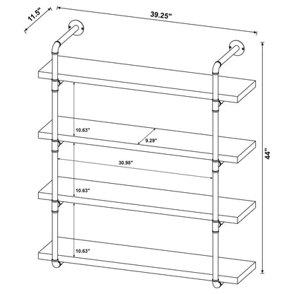 Black and Rustic Oak 40-inch Wall Shelf - Storage & Display