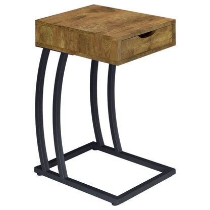 Antique Nutmeg Accent Table - Brown Wood Desk with USB Ports