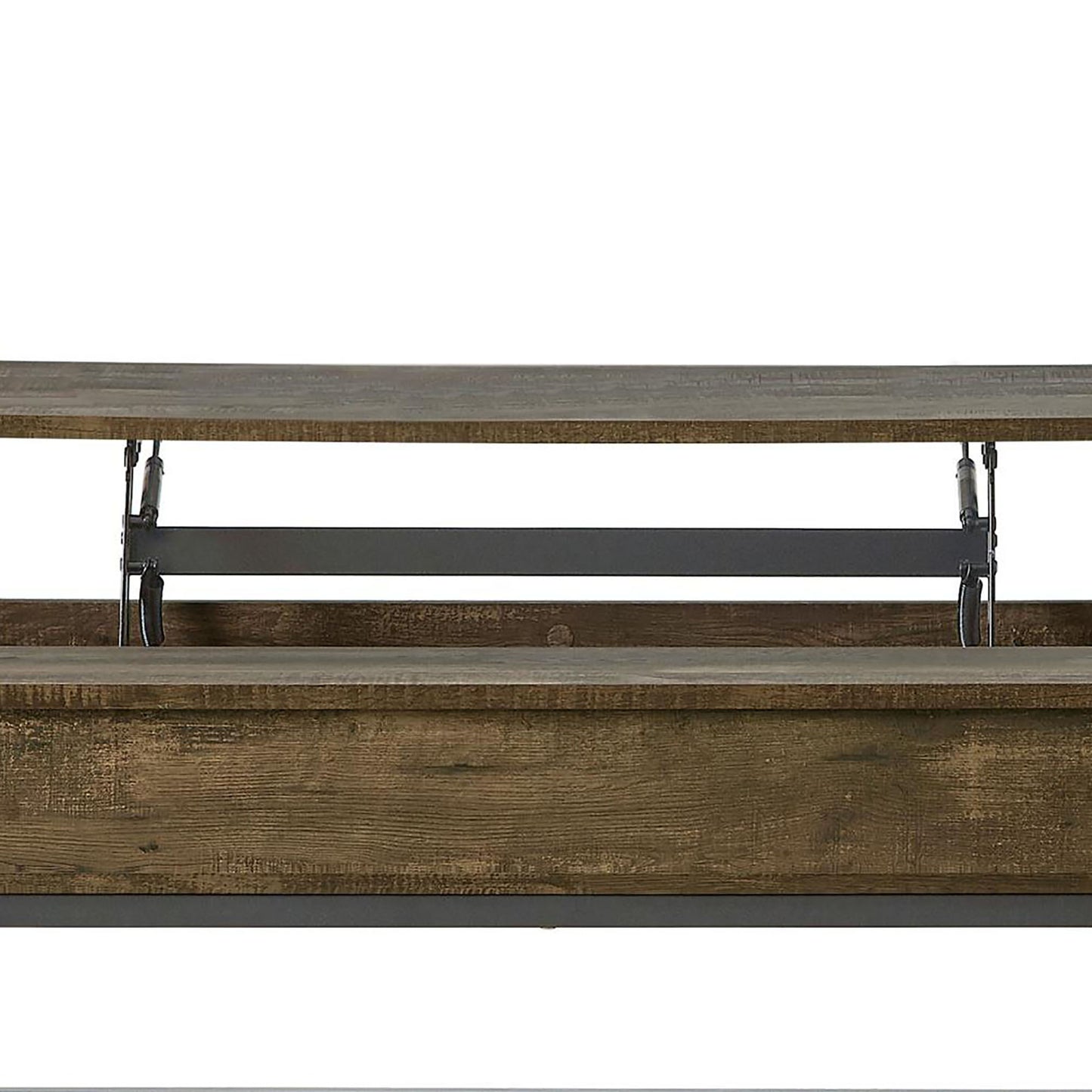 Brown Oak Lift Top Coffee Table - Adjustable Height for Living Room