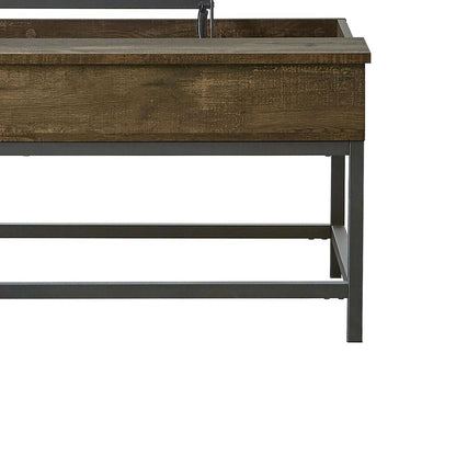 Brown Oak Lift Top Coffee Table - Adjustable Height for Living Room