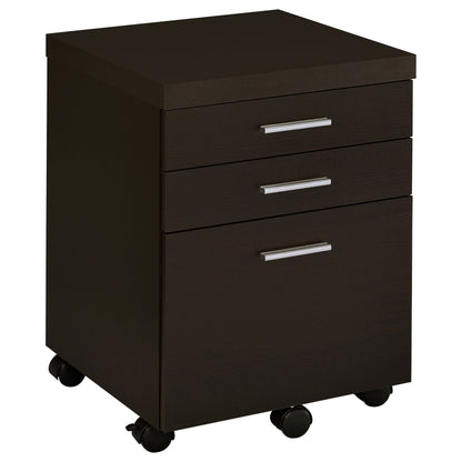 Brown 3-Drawer Mobile Filing Cabinet - Office Storage