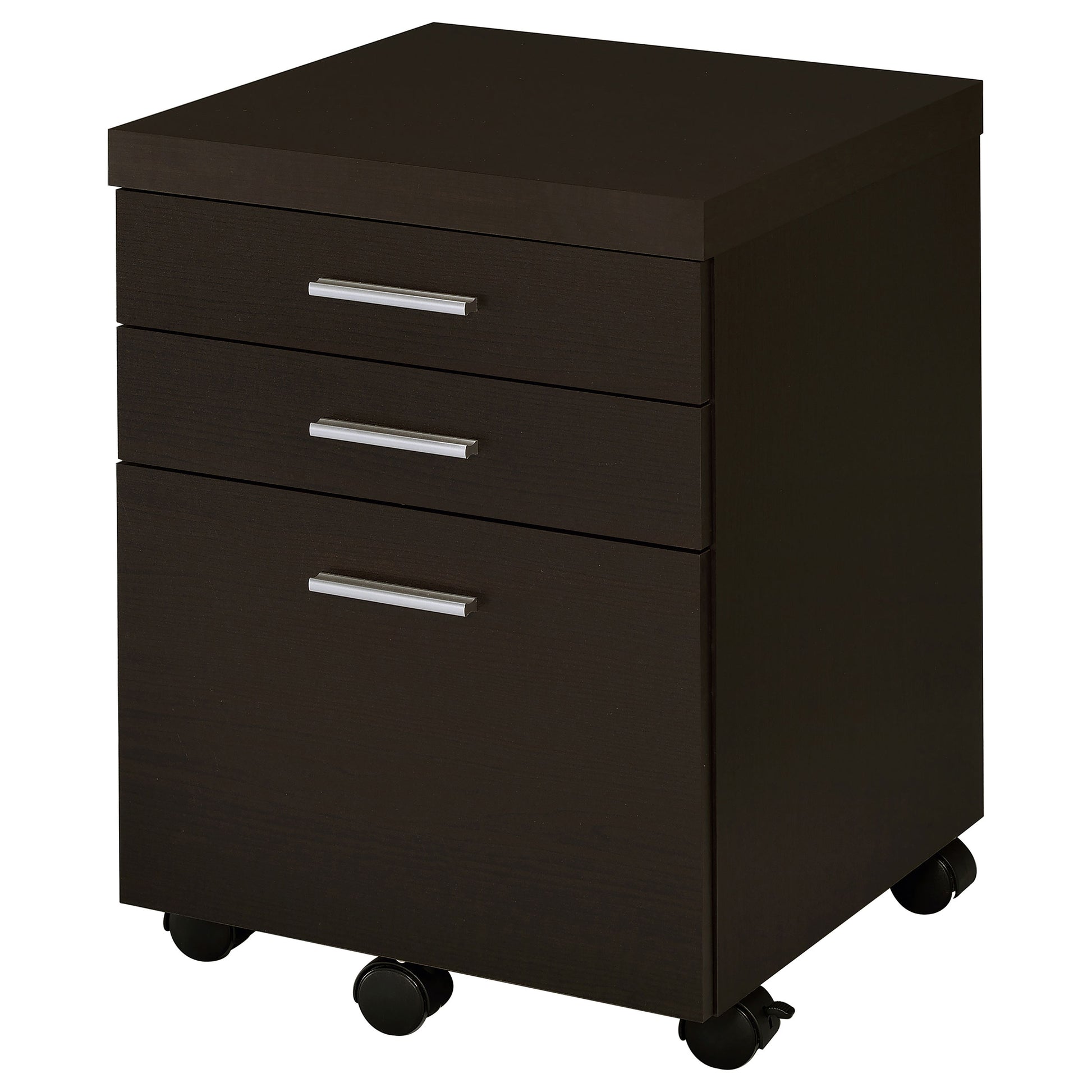Brown 3-Drawer Mobile Filing Cabinet - Office Storage