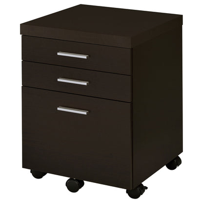 Brown 3-Drawer Mobile Filing Cabinet - Office Storage