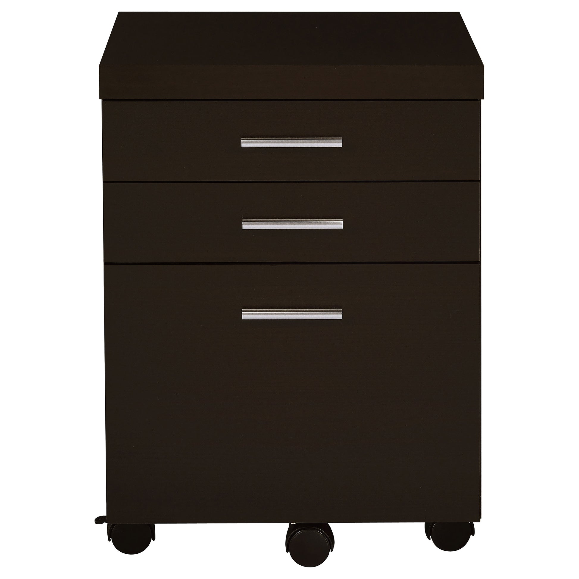 Brown 3-Drawer Mobile Filing Cabinet - Office Storage