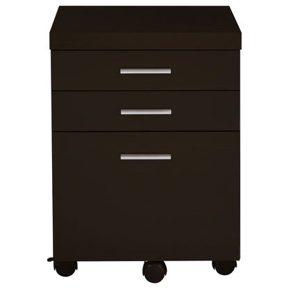 Brown 3-Drawer Mobile Filing Cabinet - Office Storage