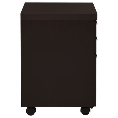 Brown 3-Drawer Mobile Filing Cabinet - Office Storage
