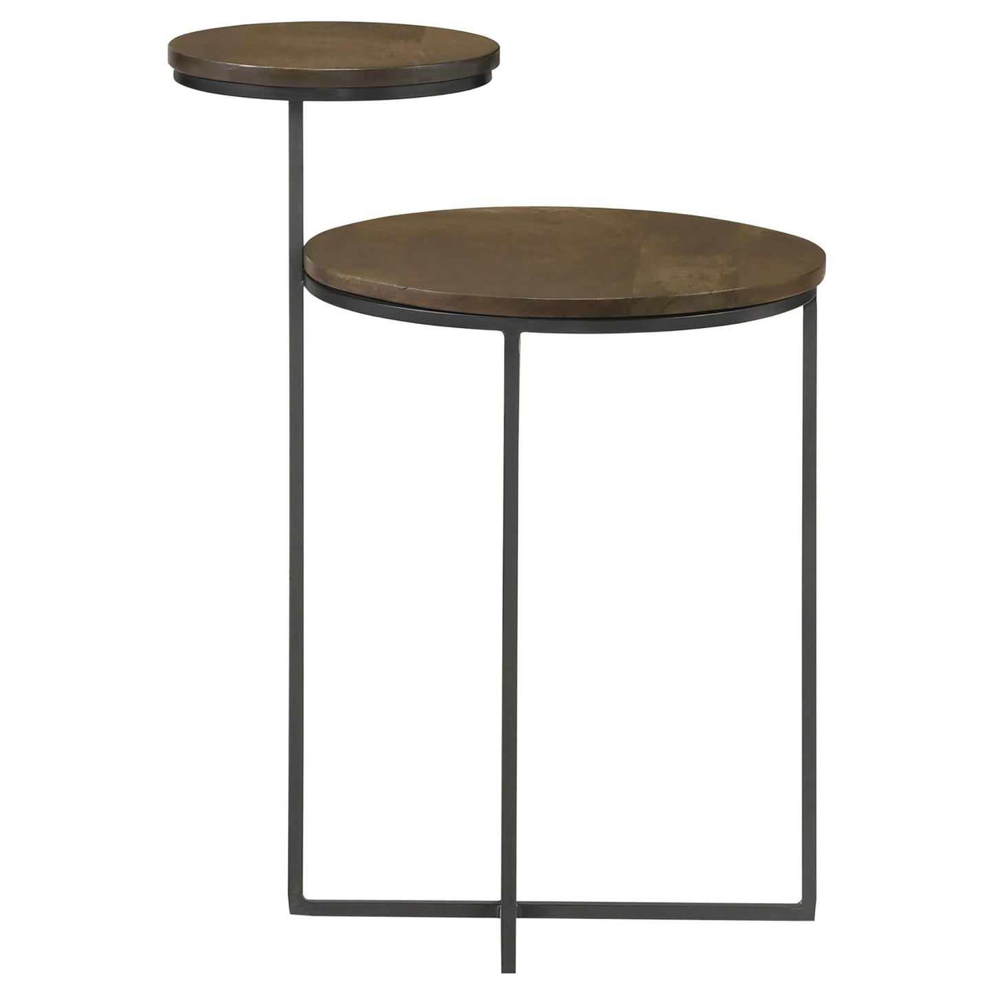 Natural & Gunmetal 2-Tier Accent Table - Mango Wood Desk