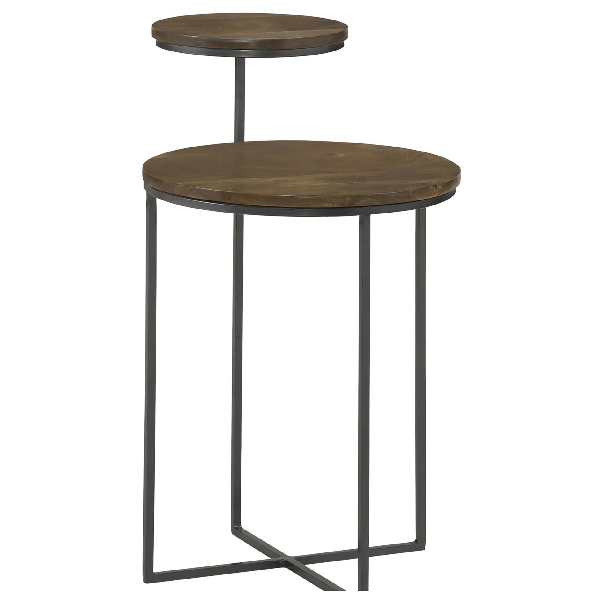 Natural & Gunmetal 2-Tier Accent Table - Mango Wood Desk