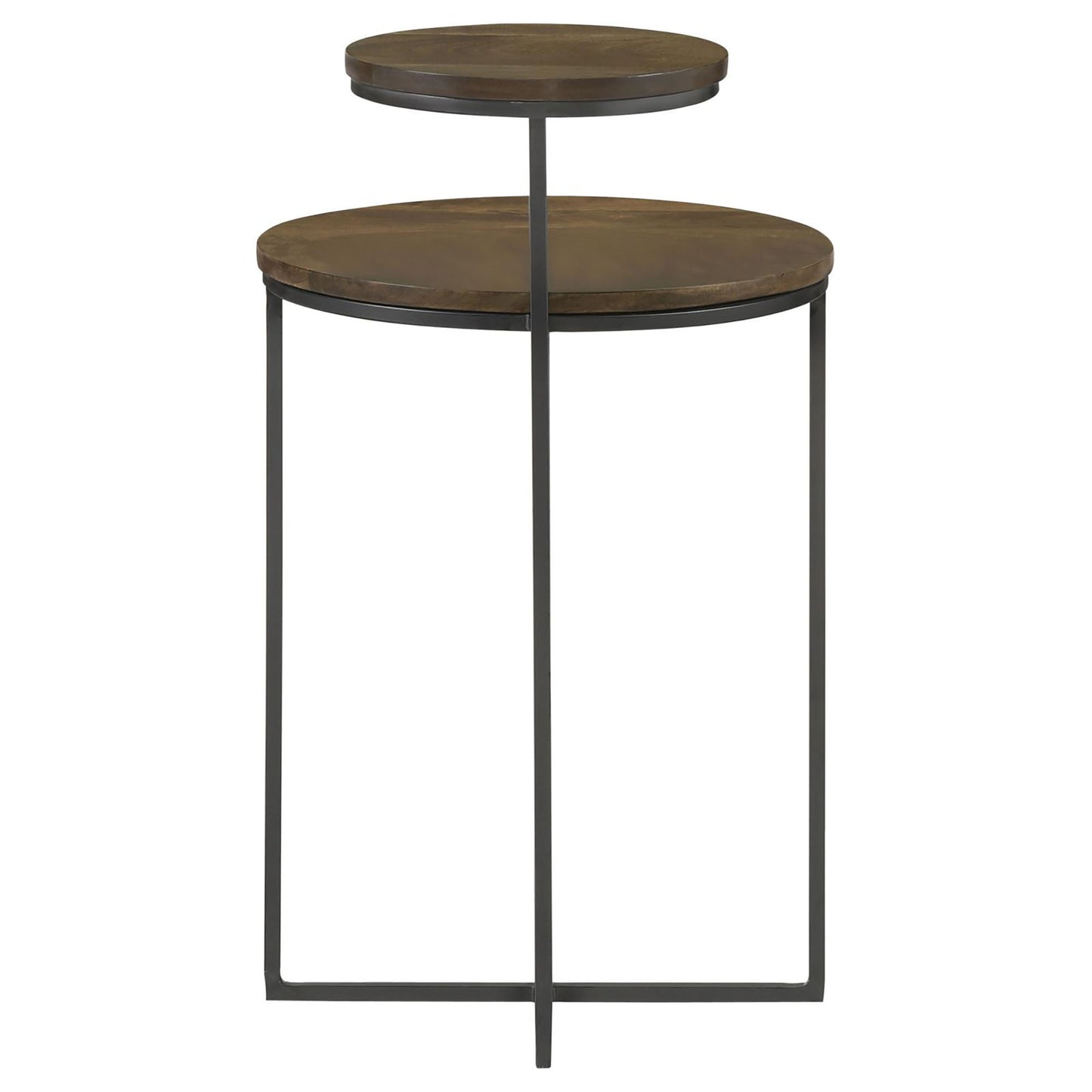Natural & Gunmetal 2-Tier Accent Table - Mango Wood Desk