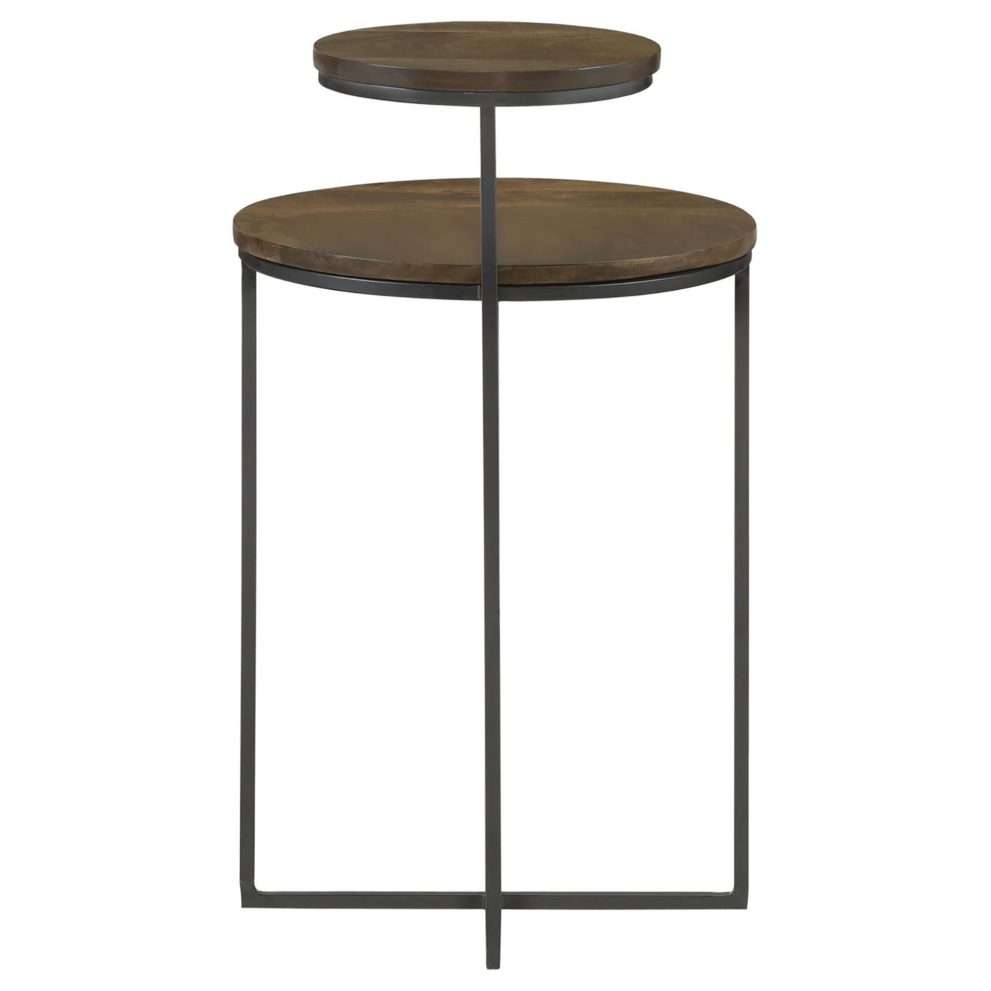Natural & Gunmetal 2-Tier Accent Table - Mango Wood Desk