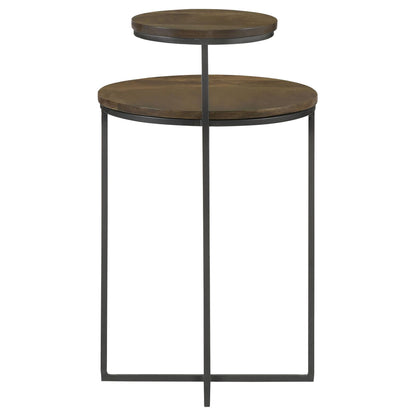 Natural & Gunmetal 2-Tier Accent Table - Mango Wood Desk