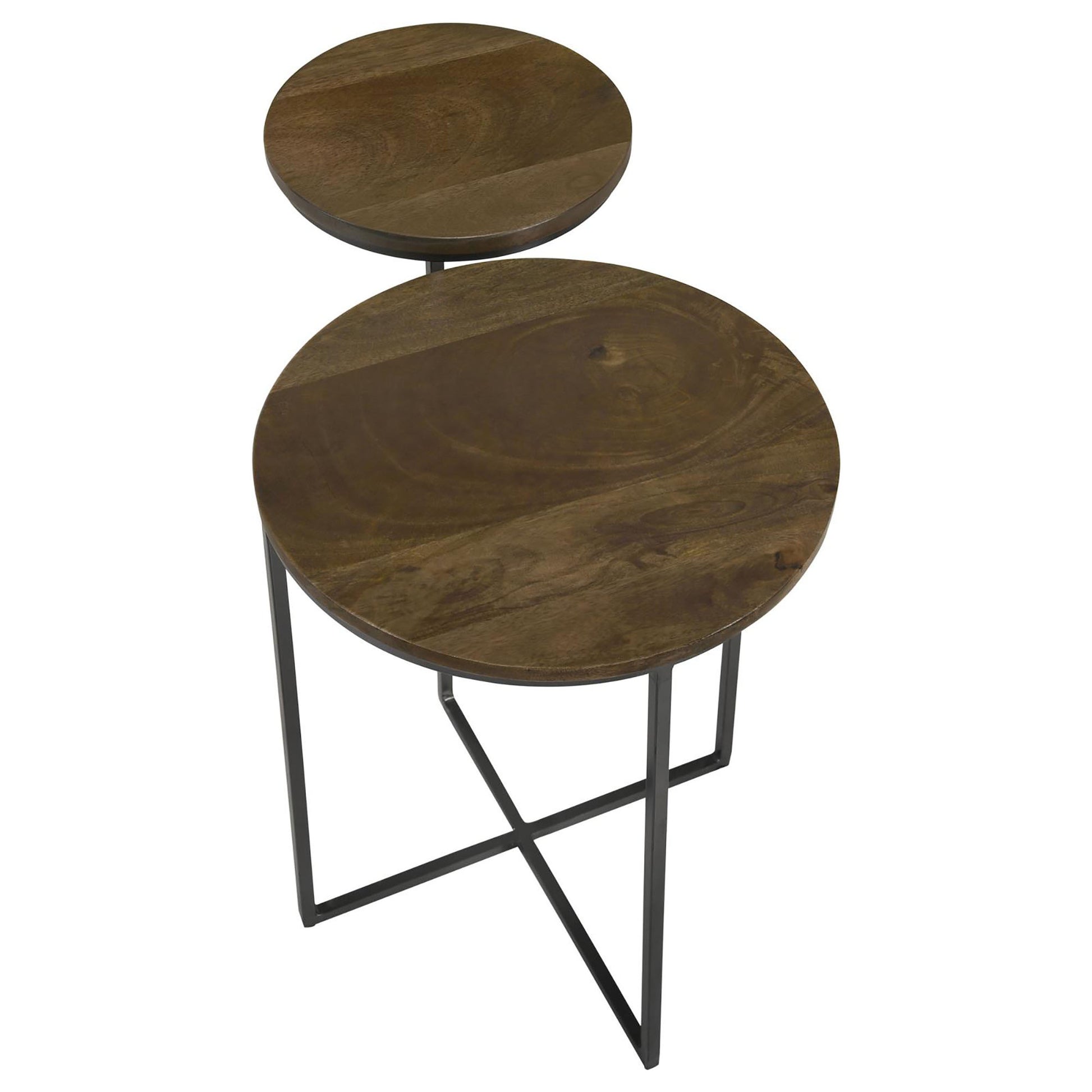 Natural & Gunmetal 2-Tier Accent Table - Mango Wood Desk