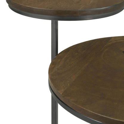 Natural & Gunmetal 2-Tier Accent Table - Mango Wood Desk