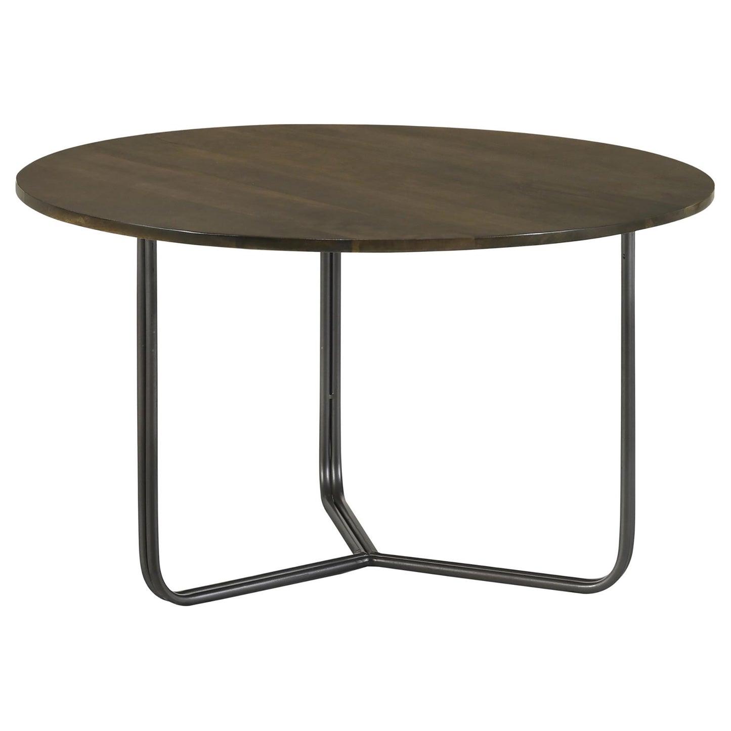 Round Mango Wood Accent Table - Brown & Gunmetal for Living Room