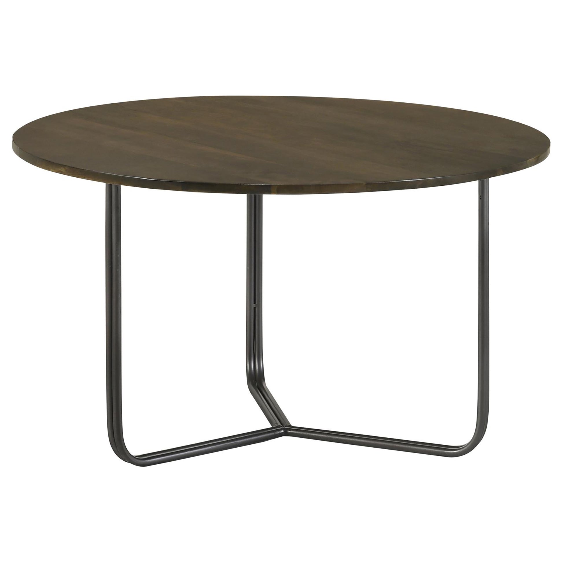 Round Mango Wood Accent Table - Brown & Gunmetal for Living Room