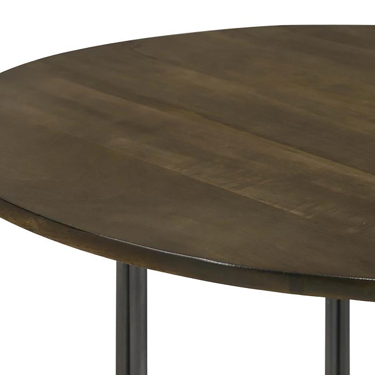 Round Mango Wood Accent Table - Brown & Gunmetal for Living Room