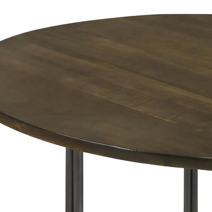 Round Mango Wood Accent Table - Brown & Gunmetal for Living Room