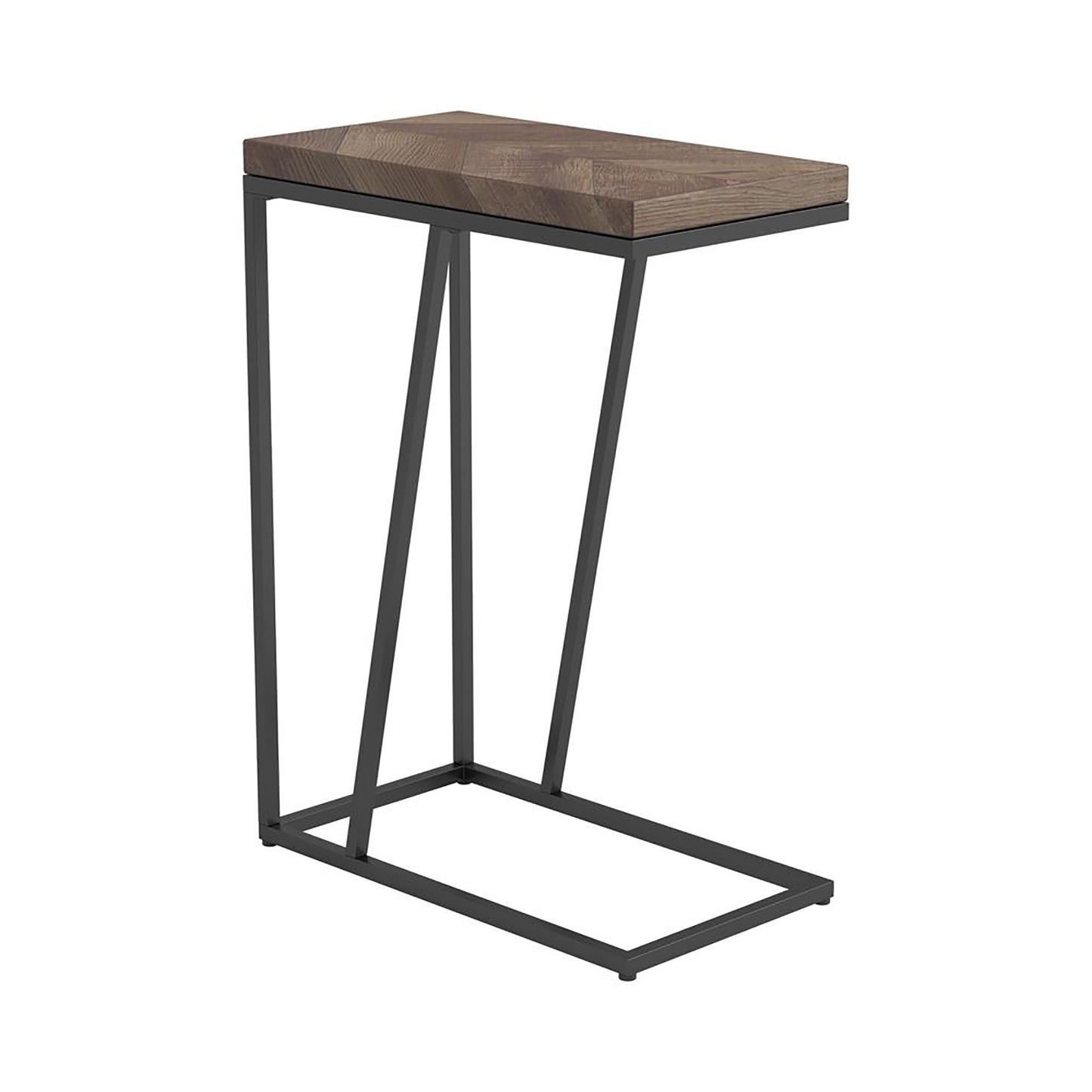 Rustic Tobacco Herringbone Accent Table - Brown Metal Desk