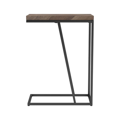 Rustic Tobacco Herringbone Accent Table - Brown Metal Desk