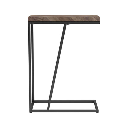 Rustic Tobacco Herringbone Accent Table - Brown Metal Desk