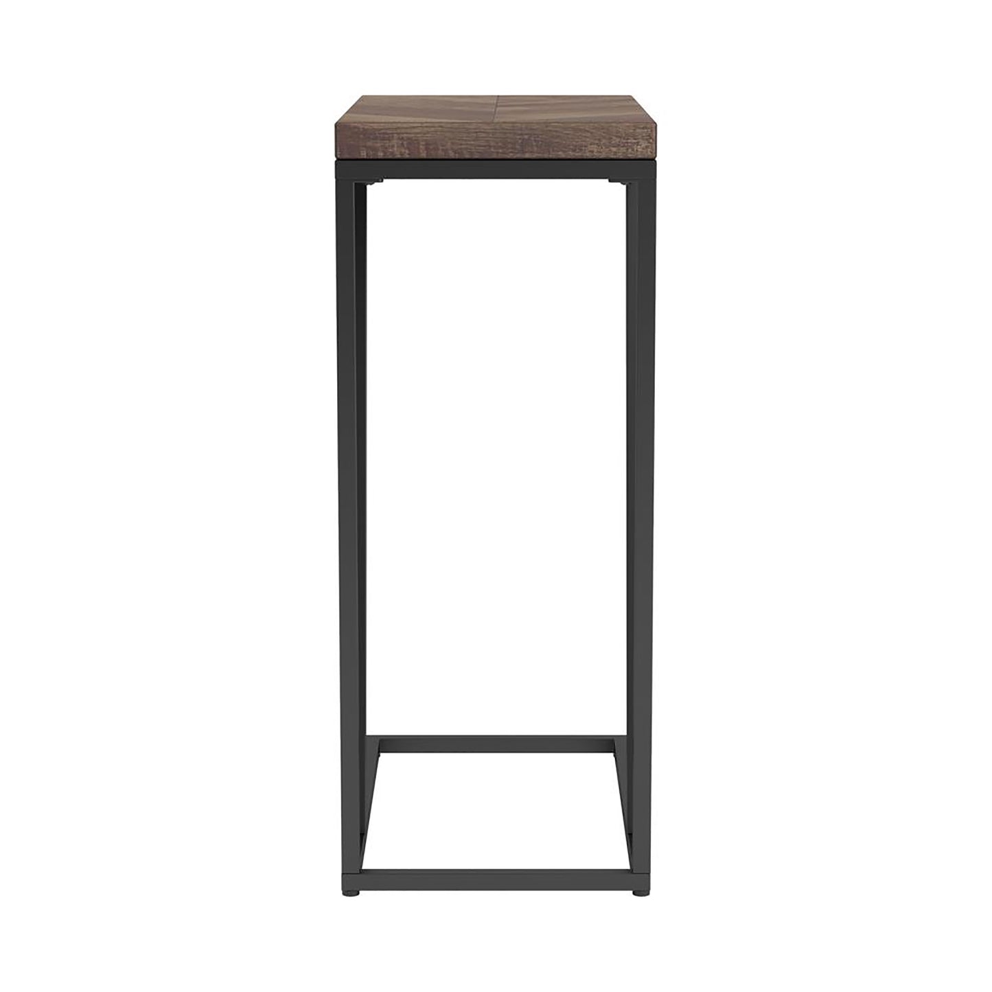 Rustic Tobacco Herringbone Accent Table - Brown Metal Desk
