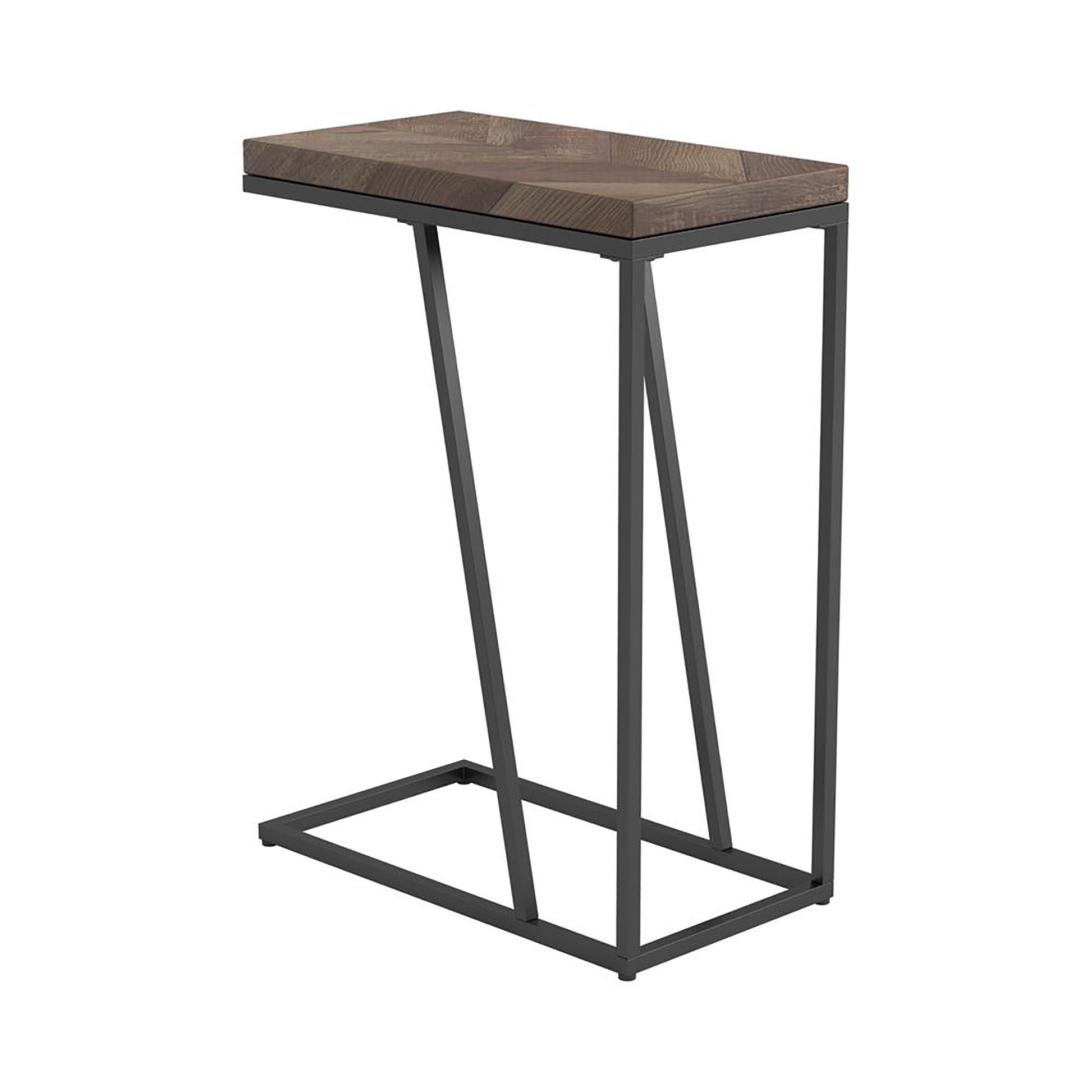 Rustic Tobacco Herringbone Accent Table - Brown Metal Desk