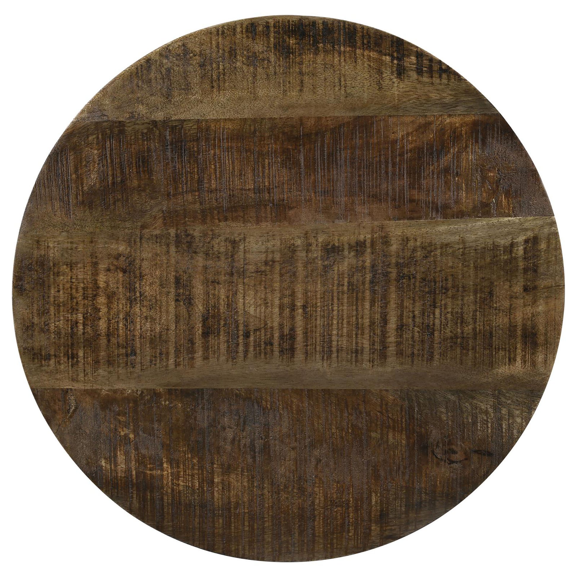 Natural & Black Drum Base Accent Table - Brown Mango Wood for Living Room