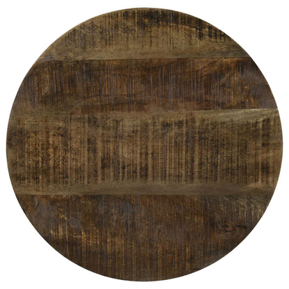 Natural & Black Drum Base Accent Table - Brown Mango Wood for Living Room