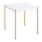White and Gold Square End Table