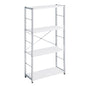 White and Chrome 4-Tier Rectangular Bookshelf
