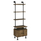Rustic Oak And Black Side Pier With Open Shelving