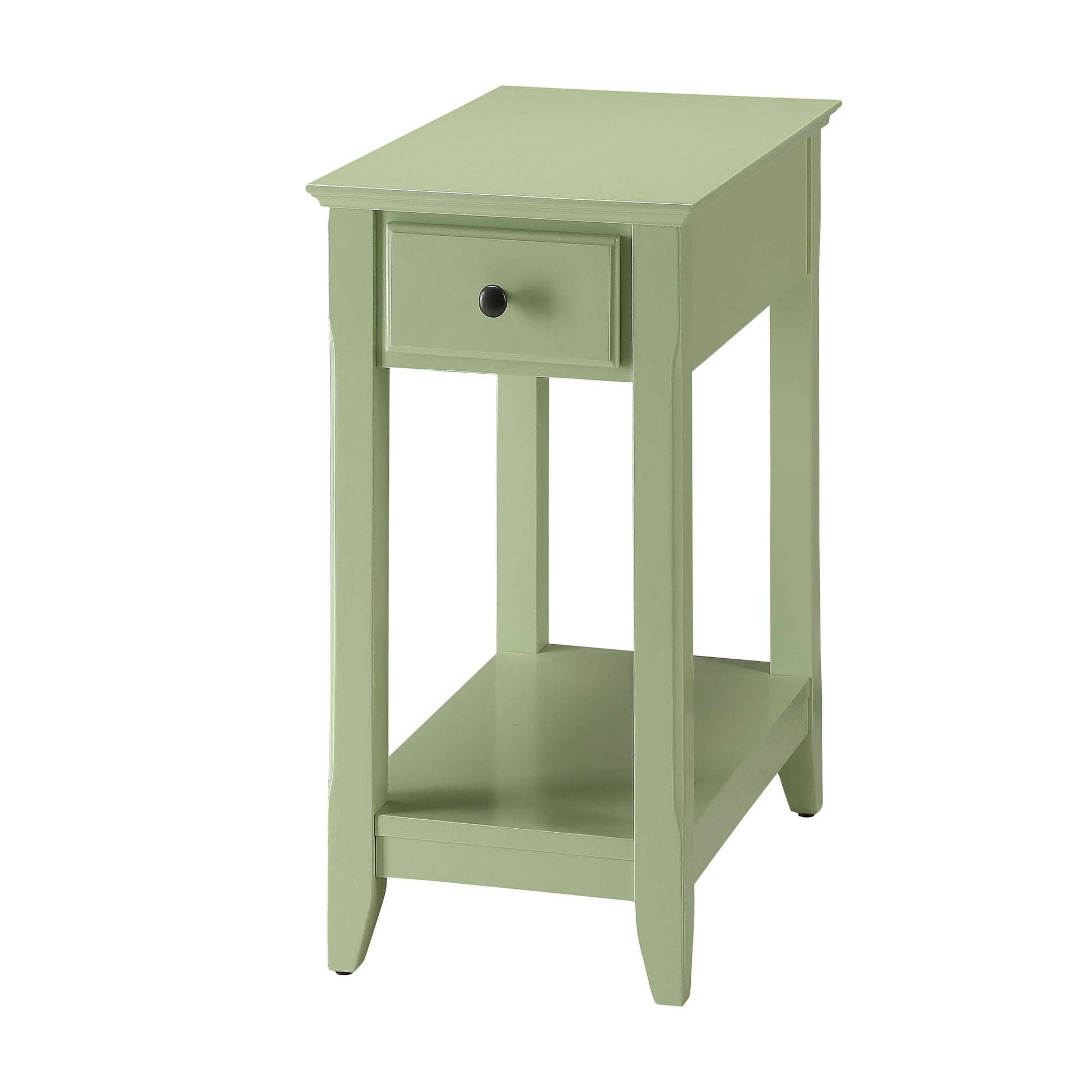 Light Green Accent Table with Bottom Shelf