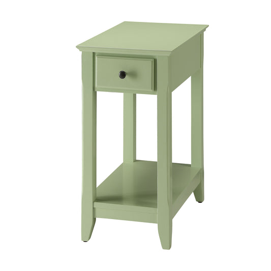 Light Green Accent Table with Bottom Shelf