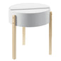 White and Natural End Table with Hidden Storage