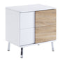 White High Gloss and Natural End Table with 2 Drawers
