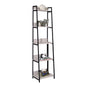 Natural and Black 5-tier Ladder Bookshelf