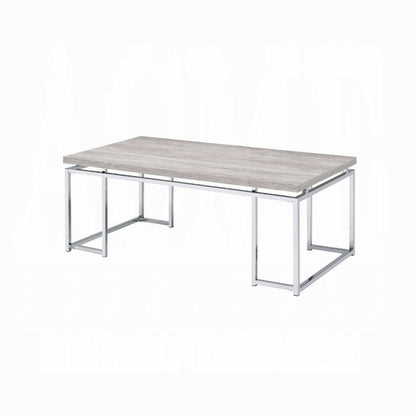 Natural Oak and Chrome Coffee Table with Metal Sled Base
