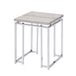 Natural Oak and Chrome End Table with Metal Sled Base