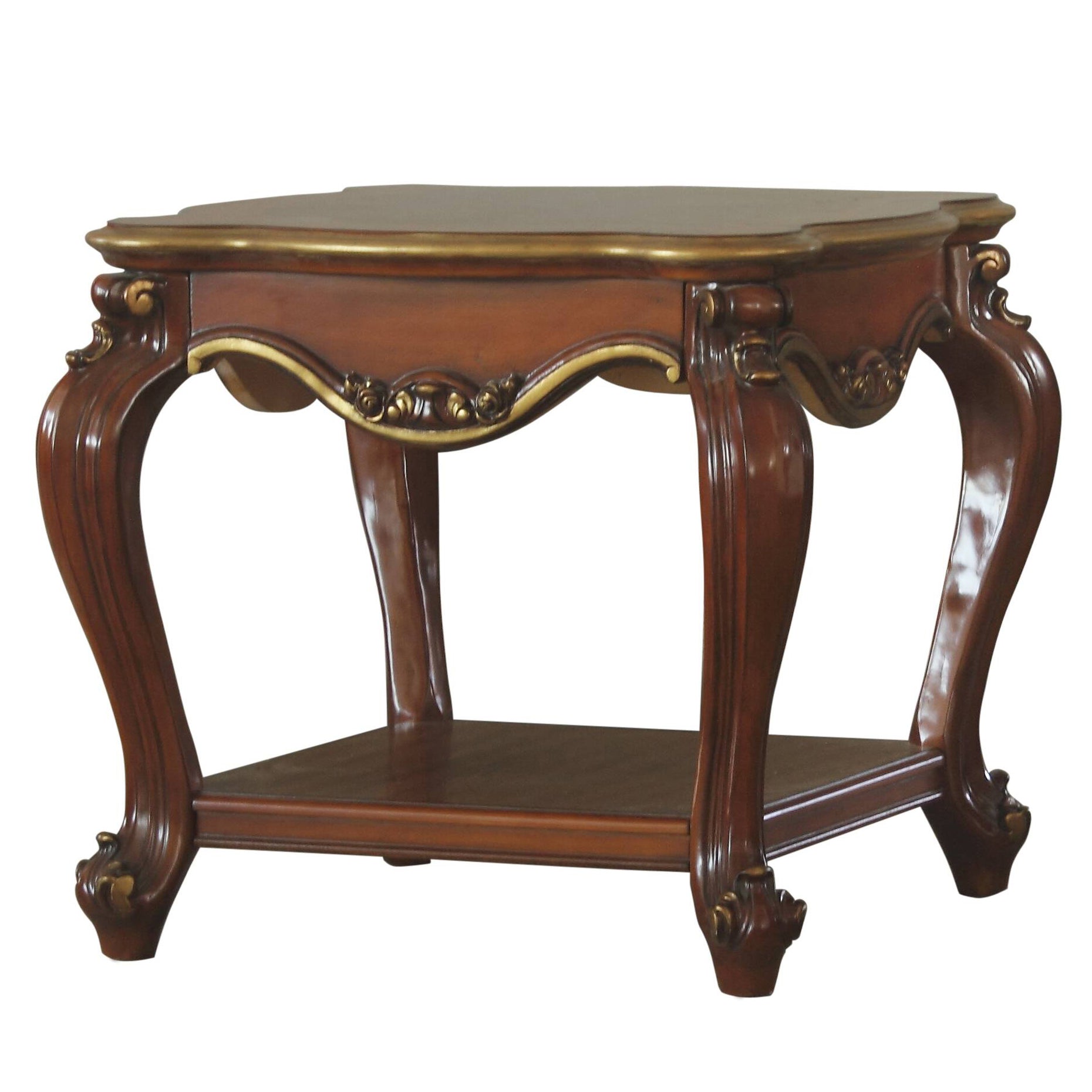 Honey Oak End Table with Bottom Shelf