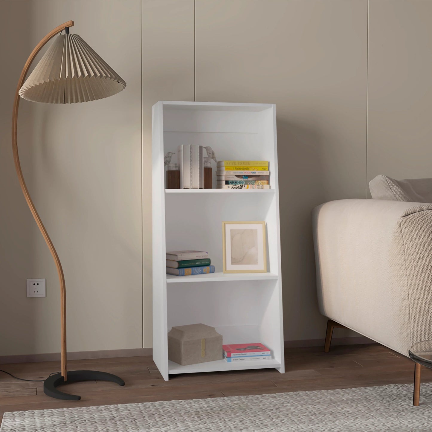 White Bookcase with Three Shelf